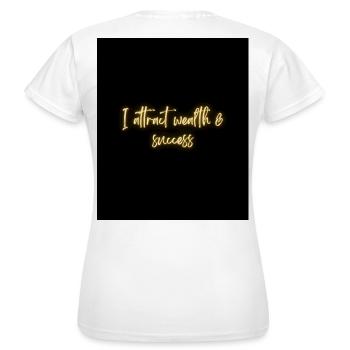 Motif de prospérité et de succès dans le style néon - T-shirt Femme - blanc - Dos - AI Model Female 172 dark (172cm)