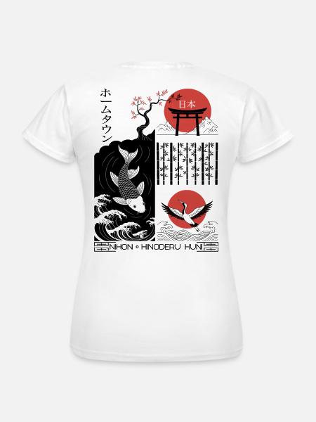 Kranich, Koi - Japan - Frauen T-Shirt - Weiß