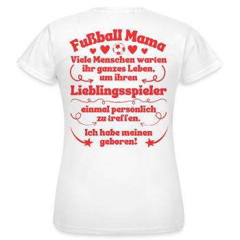 Maman footballeuse joueuse préférée née en rouge - T-shirt Femme - blanc - Dos - AI Model Female 172 dark (172cm)