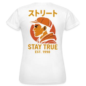 Streetstyle Stay True 1990 - T-shirt Femme - blanc - Dos - AI Model Female 172 dark (172cm)