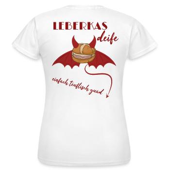 Teuflische Leberkassemmel nicht nur zu Halloween - Frauen T-Shirt - Weiß - Hinten - AI Model Female 172 dark (172cm)