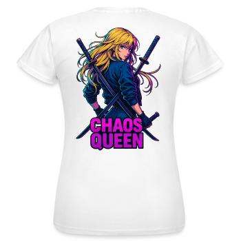 Chaos Queen Kämpferin Zweikampf Samurai Motiv - Frauen T-Shirt - Weiß - Hinten - AI Model Female 172 dark (172cm)