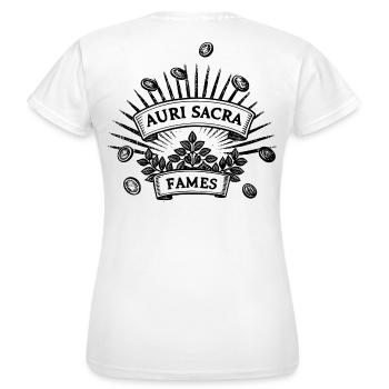 Auri sacra fames  Faim maudite d’or - T-shirt Femme - blanc - Dos - AI Model Female 172 dark (172cm)