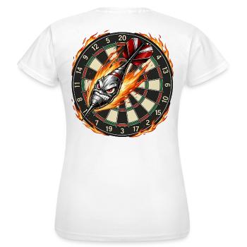 Flammenpfeil trifft Dartboard - Frauen T-Shirt - Weiß - Hinten - AI Model Female 172 dark (172cm)
