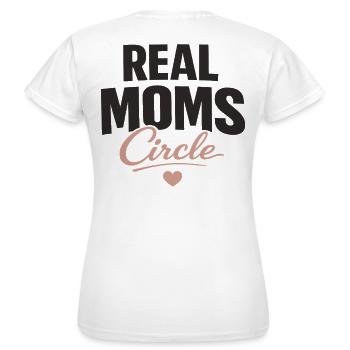 Real Moms Circle Typography for Strong Moms - Women's T-Shirt - white - Back - AI Model Female 172 dark (172cm)