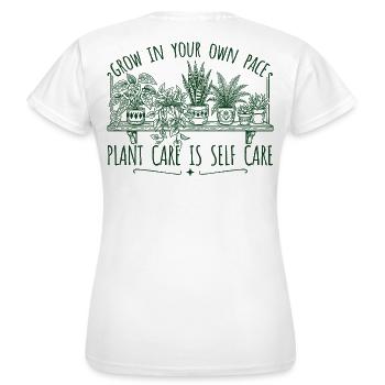 Grandir à son propre rythme – planter l’amour de soi - T-shirt Femme - blanc - Dos - AI Model Female 172 dark (172cm)