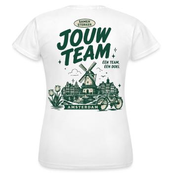 Jouw Team Amsterdam Zusammenhalt - Frauen T-Shirt - Weiß - Hinten - AI Model Female 172 dark (172cm)