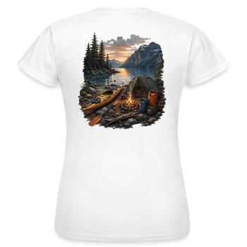 Kajak-Camp am Bergsee - Frauen T-Shirt - Weiß - Hinten - AI Model Female 172 dark (172cm)