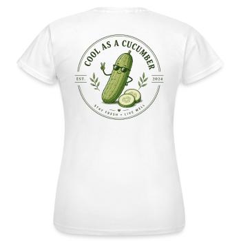 Kühl wie Gurke – Logo Sticker - Frauen T-Shirt - Weiß - Hinten - AI Model Female 172 dark (172cm)