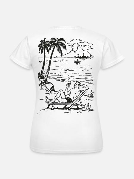 Strandabend Palmen Meer Silhouette - Frauen T-Shirt - Weiß