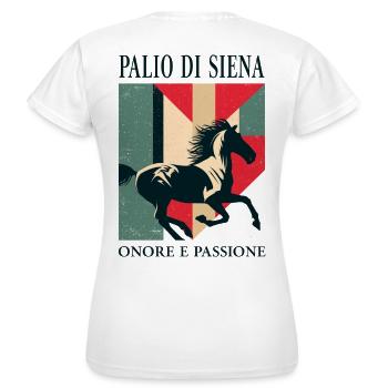 Palio di Siena Pferde Leidenschaft - Frauen T-Shirt - Weiß - Hinten - AI Model Female 172 dark (172cm)