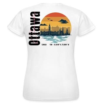 Ottawa Canada Retro Sunset Skyline - Frauen T-Shirt - Weiß - Hinten - AI Model Female 172 dark (172cm)