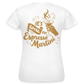 Conception d’un Martini espresso avec détails de lettrage manuel - T-shirt Femme - blanc - Dos - AI Model Female 172 dark (172cm)