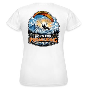 Né pour le parapente - T-shirt Femme - blanc - Dos - AI Model Female 172 dark (172cm)