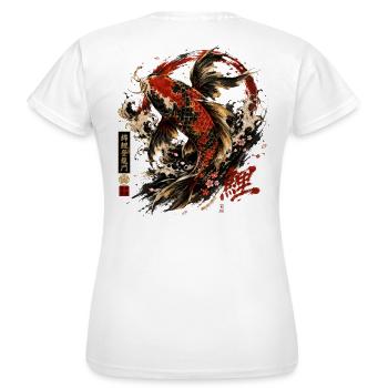 Koi Fish – Japanese Tattoo Style Design - Frauen T-Shirt - Weiß - Hinten - AI Model Female 172 dark (172cm)