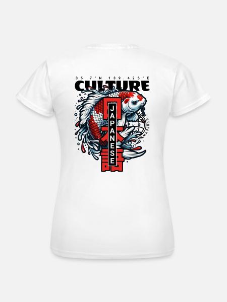 Koi Fish Japan Style Design - T-shirt Femme - blanc