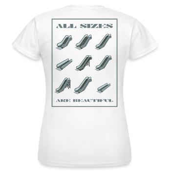 ALL SIZES ARE BEAUTIFUL - Escalators Blue/Grey - Women's T-Shirt - white - Back - AI Model Female 172 dark (172cm)