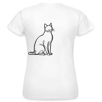 Schwarze Katze one line art Geschenk Geburtstag - Frauen T-Shirt - Weiß - Hinten - AI Model Female 172 dark (172cm)