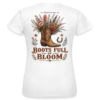 Bottes de cowboy Bottes florales pleines de fleurs de l’Ouest - T-shirt Femme - blanc - Dos - AI Model Female 172 dark (172cm)