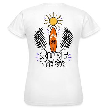 Surf the Sun – Summer, sun and surfboard - Women's T-Shirt - white - Back - AI Model Female 172 dark (172cm)