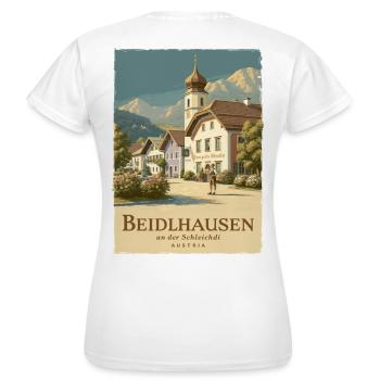 Beidlhausen Poster - Alpen Dorfharmonie - Frauen T-Shirt - Weiß - Hinten - AI Model Female 172 dark (172cm)