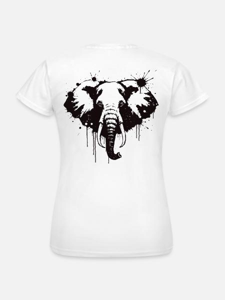 Elephant Ink Splash Black - Frauen T-Shirt - Weiß