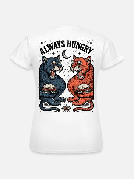 Immer Hungrig Katzenduo mit Burger - Frauen T-Shirt - Weiß