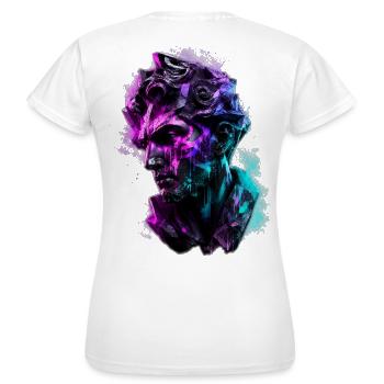 Neon Statue Antike Büste Vaporwave Cyberpunk - Frauen T-Shirt - Weiß - Hinten - AI Model Female 172 dark (172cm)