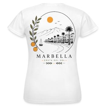Marbella Küstenstimmung - Frauen T-Shirt - Weiß - Hinten - AI Model Female 172 dark (172cm)