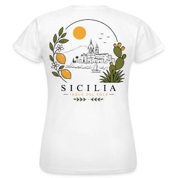 Sizilien Küstenidylle - Frauen T-Shirt - Weiß - Hinten - AI Model Female 172 dark (172cm)