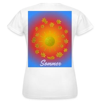 Sommer Sonne Glitzerblumen Muster - Frauen T-Shirt - Weiß - Hinten - AI Model Female 172 dark (172cm)