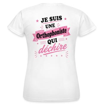je suis une Orthophoniste qui déchire - T-shirt Femme - blanc - Dos - AI Model Female 172 dark (172cm)