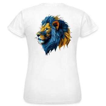 Lion polygonal bleu-or - T-shirt Femme - blanc - Dos - AI Model Female 172 dark (172cm)