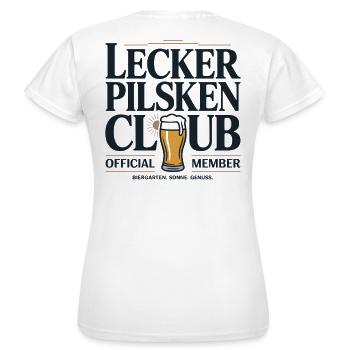 Bier Lecker Pilsken Club Ruhrpott Pils Bierchen - Frauen T-Shirt - Weiß - Hinten - AI Model Female 172 dark (172cm)