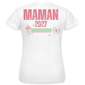 Mutter 2027 Schwangerschaftsankündigung – Werdende Mutter - Frauen T-Shirt - Weiß - Hinten - AI Model Female 172 dark (172cm)