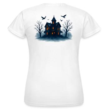 Blaues Spukhaus im Mondlicht - Frauen T-Shirt - Weiß - Hinten - AI Model Female 172 dark (172cm)