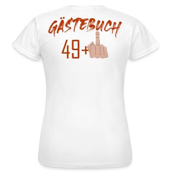 Gästebuch Unterschrift T-Shirt zum 50 Geburtstag - Frauen T-Shirt - Weiß - Hinten - AI Model Female 172 dark (172cm)