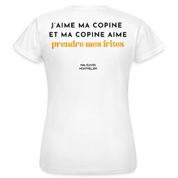 J'aime ma copine et ma copine aime mes frites - T-shirt Femme - blanc - Dos - AI Model Female 172 dark (172cm)