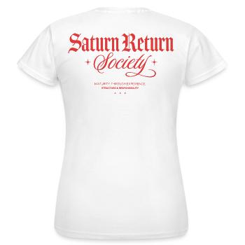 Saturn Return Society - Frauen T-Shirt - Weiß - Hinten - AI Model Female 172 dark (172cm)