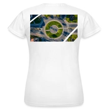 Vue aérienne Cercle rond Accents verts - T-shirt Femme - blanc - Dos - AI Model Female 172 dark (172cm)
