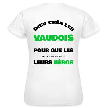 Dieu créa les Vaudois - T-shirt Femme - blanc - Dos - AI Model Female 172 dark (172cm)