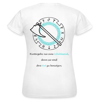 Schildmaid 1 - Frauen T-Shirt - Weiß - Hinten - AI Model Female 172 dark (172cm)