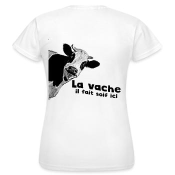 La vache il fait soif ici - T-shirt Femme - blanc - Dos - AI Model Female 172 dark (172cm)
