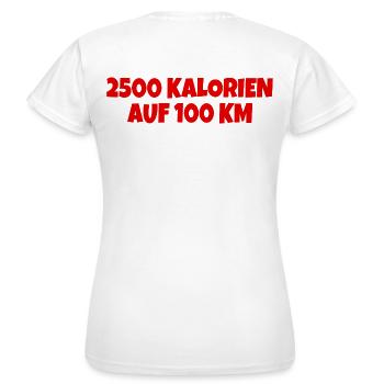 2500 Kalorien auf 100 km Fahrrad Anhänger Sticker - Frauen T-Shirt - Weiß - Hinten - AI Model Female 172 dark (172cm)