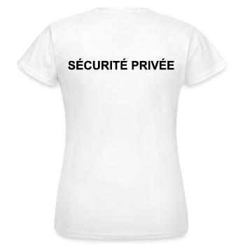 Sécurité Privée | Agent de sécurité - T-shirt Femme - blanc - Dos - AI Model Female 172 dark (172cm)