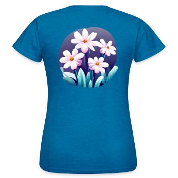 Fleurs Fleur prairie Bouquet Fleuristerie - T-shirt Femme - bleu saphir antique chiné - Dos - AI Model Female 172 dark (172cm)