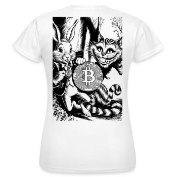 Le bitcoin au pays des merveilles - T-shirt Femme - blanc - Dos - AI Model Female 172 dark (172cm)