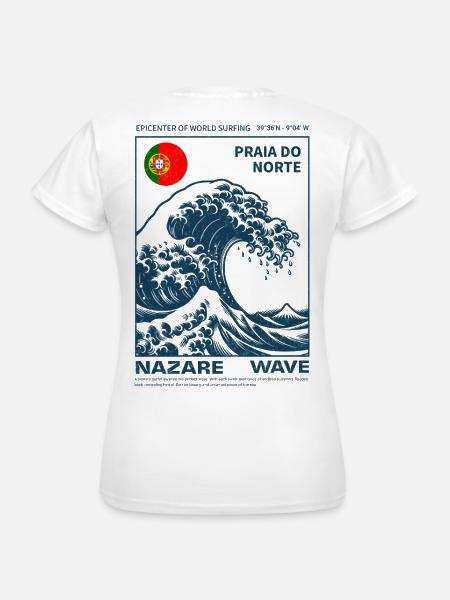 Nazaré Praia do Norte Welle - Frauen T-Shirt - Weiß
