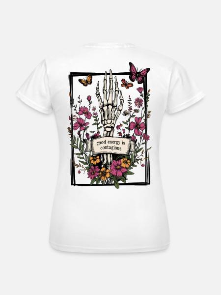 Skelett Blumen Schmetterlinge - Frauen T-Shirt - Weiß