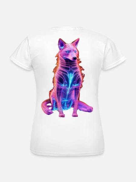Neon Cyberwolf Kunstdesign - Frauen T-Shirt - Weiß
